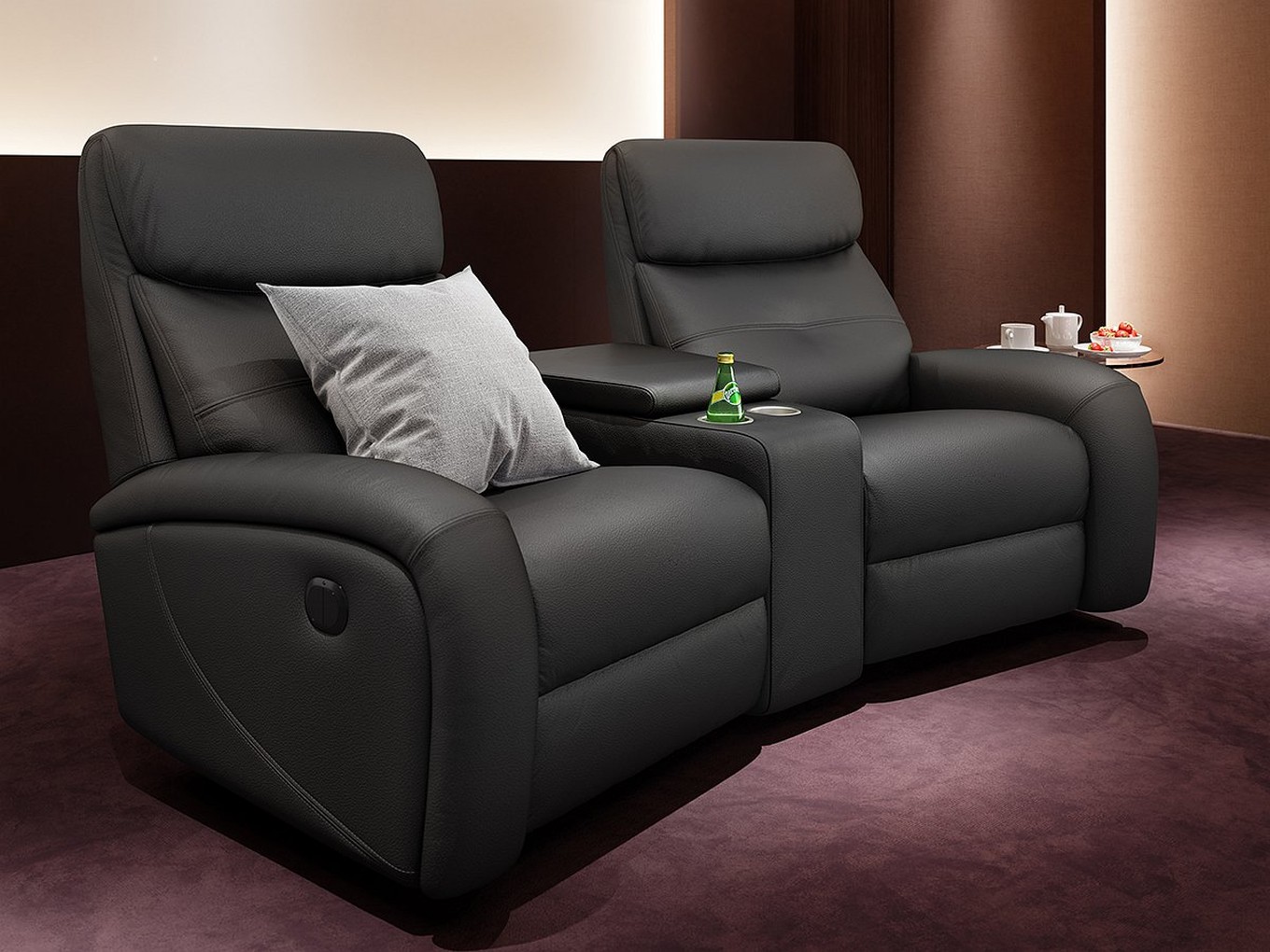 Heim kinosofa leder garnitur relax couch tv sofa kino sessel ...
