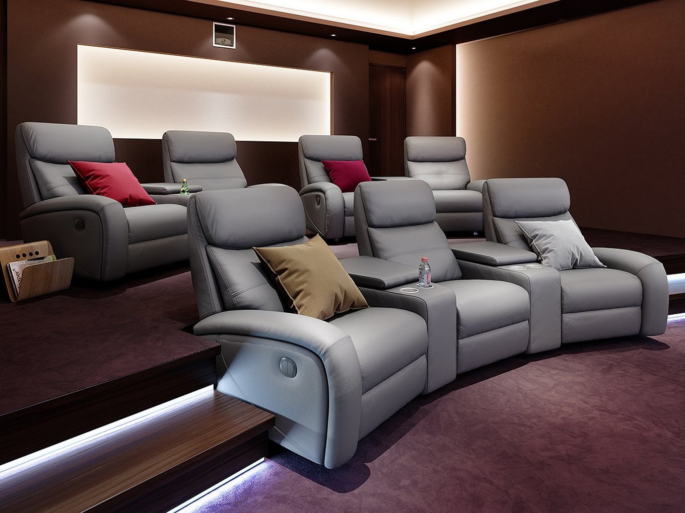Heim kinosofa leder garnitur relax couch tv sofa kino sessel ... Ledersofa rot