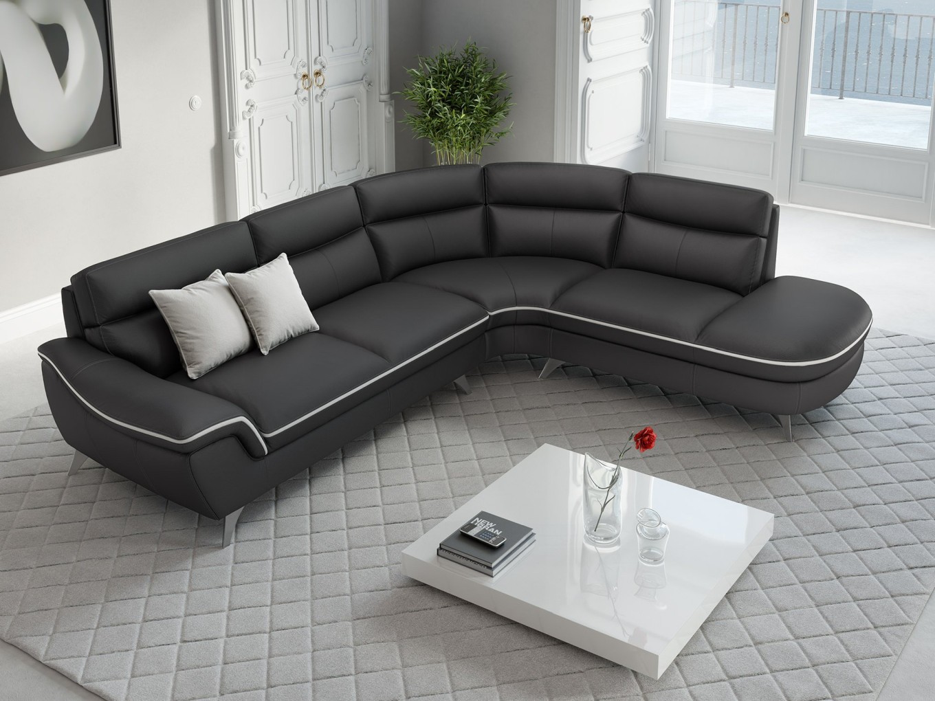 Leder Ecksofa Garnitur Runde Eckcouch Couchgarnitur Rundsofa Rundcouch